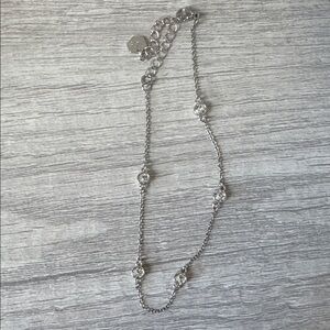 Elegant Silver ankle Bracelet with Clear Gemstones